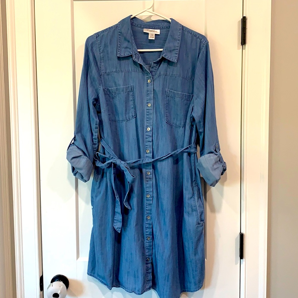 Motherhood Maternity Denim Belted Dress